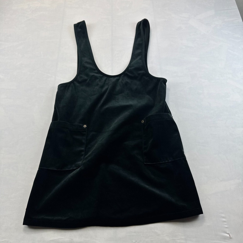 Jane Plus One Pinafore Jumper Dress Womens M Black Corduroy Scoop Neck Side Zip